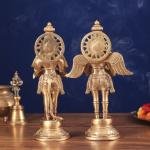 Brass Standing Hanuman and Garuda Divine Pair | 12" x 7" x 3.5" (30.5 x 17.8 x 8.9 cm) Each | 6 kg Total Sacred Art | Protection Duo